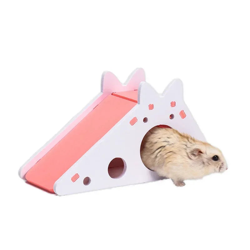 Wooden Hamster Slide Toy House For Small Pets Guinea Pigs
