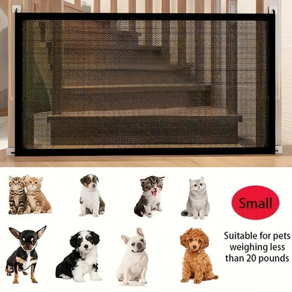 Pet Dog Barrier Fence With Hooks - Folding Mesh Safety Gate