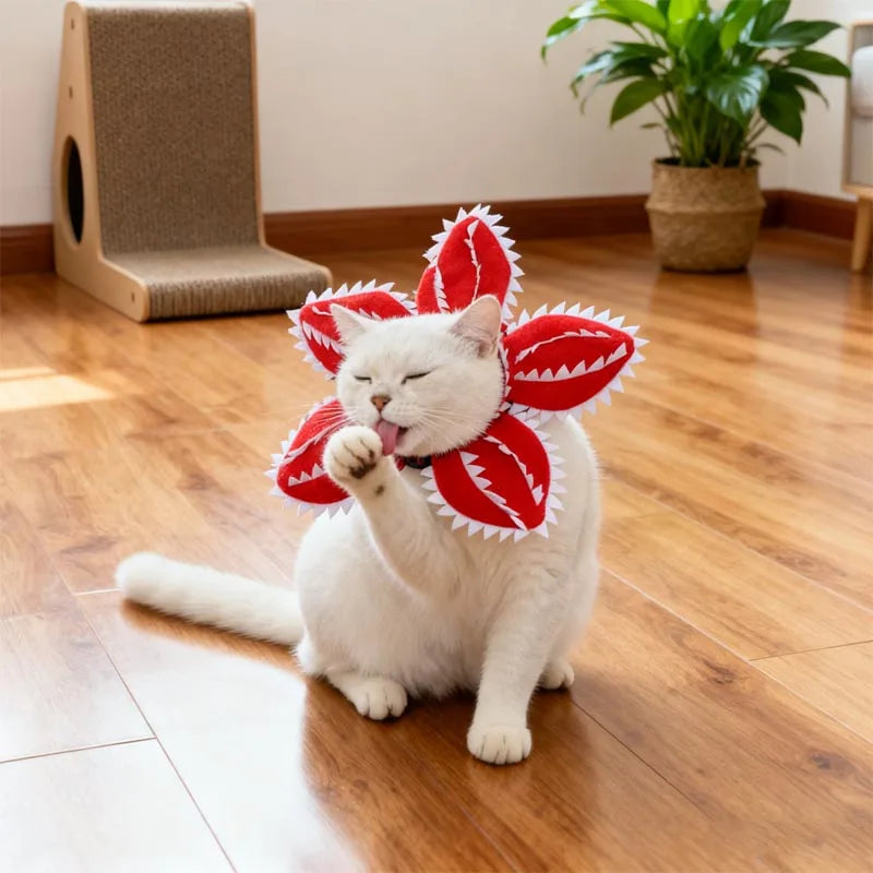 Winter Funny Cat Hat Demogorgon Scary Pet Costume Adjustable