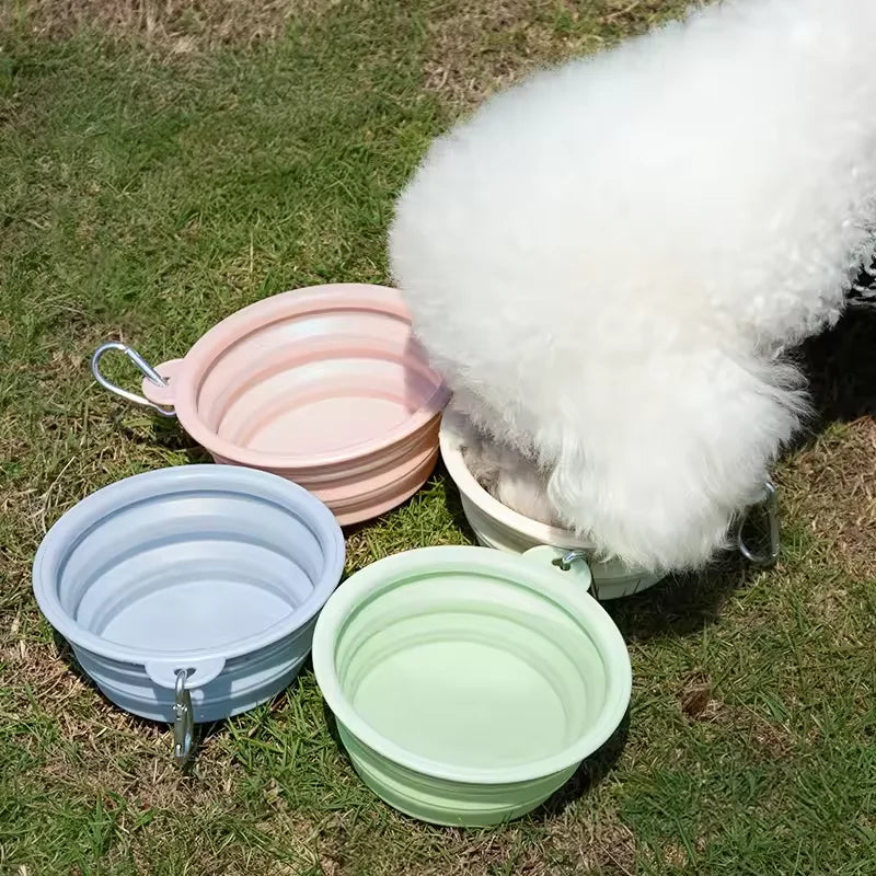Foldable Silicone Dog Bowl - Portable Pet Travel Feeding Container