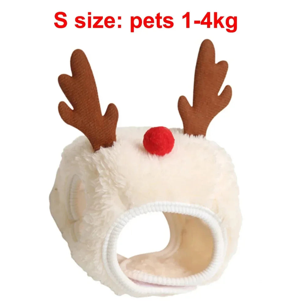 Christmas Pet Costume Santa Hat with Bandana Set for Cats Dogs