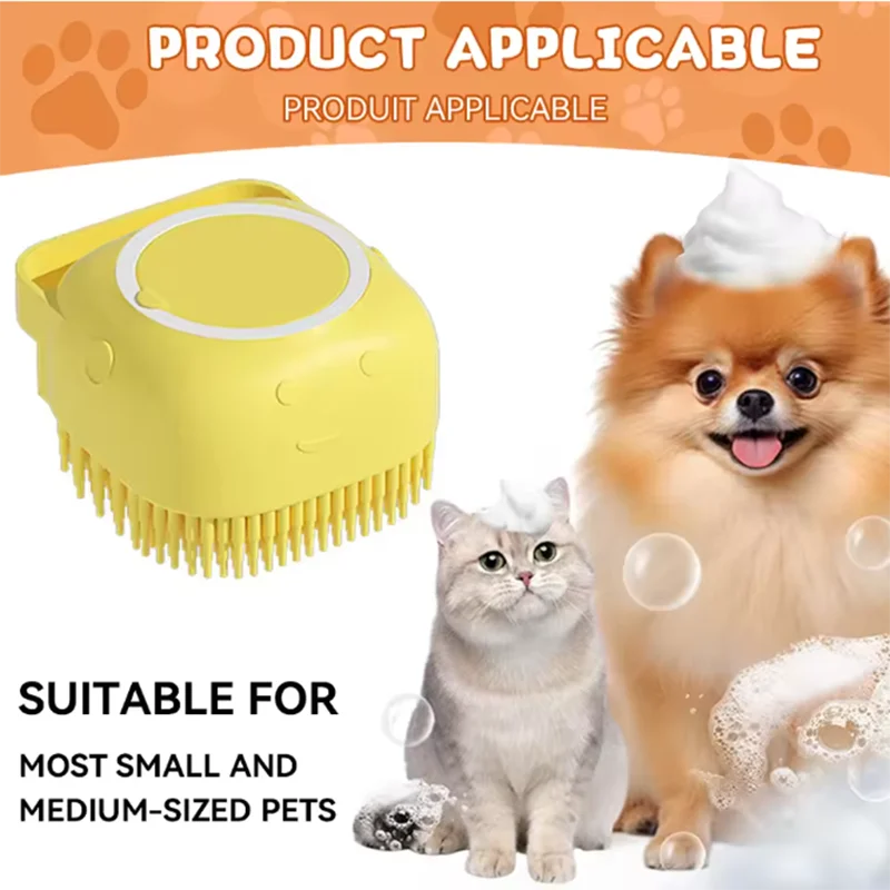 Pet Bath Massage Brush - Soft Silicone Grooming Tool For Dogs Cats