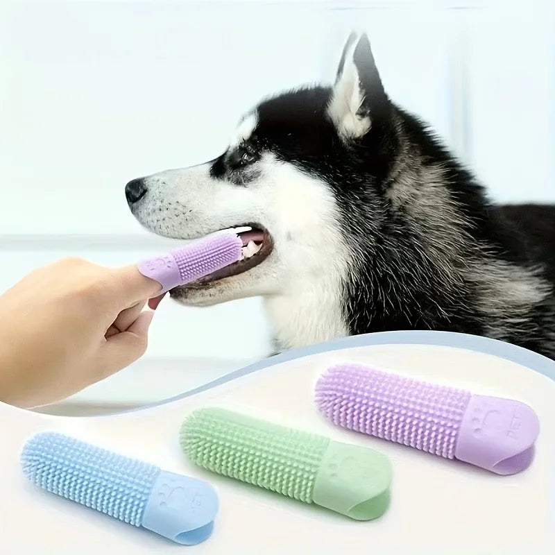 Soft Silicone Dog Toothbrush 360 Degree Finger Brush For Pet Dental Care