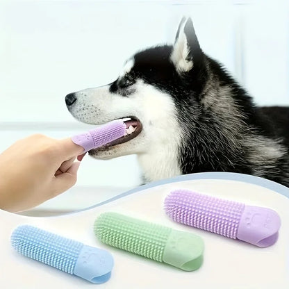 Soft Silicone Dog Toothbrush 360 Degree Finger Brush For Pet Dental Care