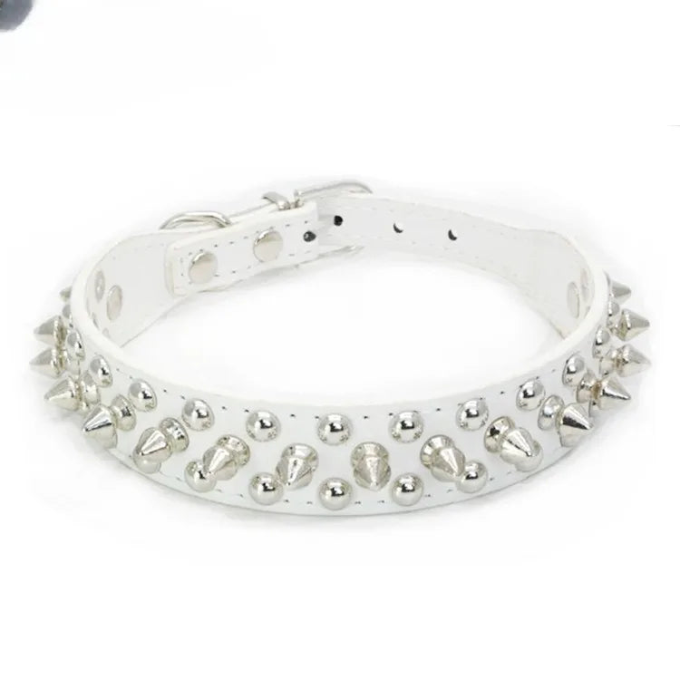 Adjustable Spiked Dog Collar - PU Leather Punk Rivet Pet Collar
