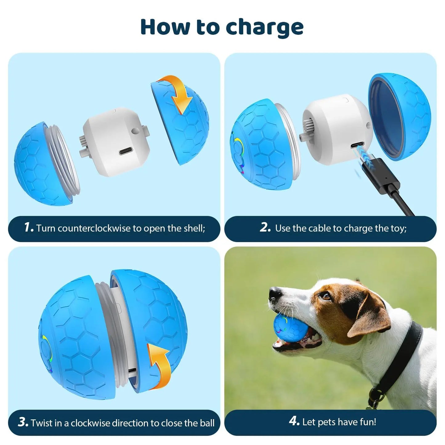 Smart Dog Toy Ball With LED Lights Interactive Pet Ball