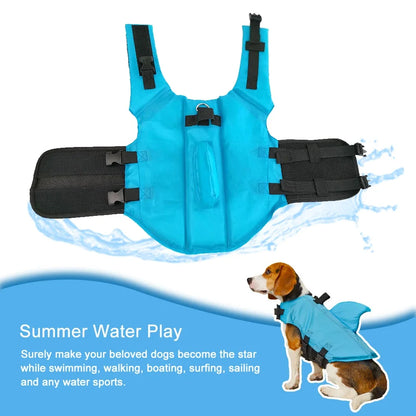 Shark Fin Dog Life Jacket Enhanced Buoyancy Safety Vest With Handle