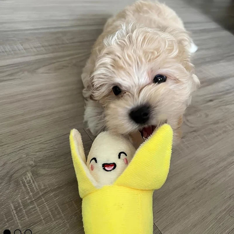 7-Piece Puppy Sound Toys Set - Plush Fruit & Vegetable Chew Toys