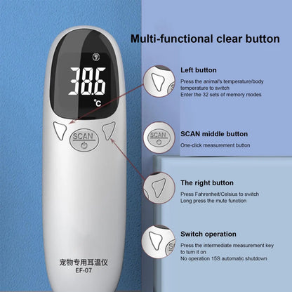 Infrared Pet Thermometer - Non-Contact Digital Animal Temperature