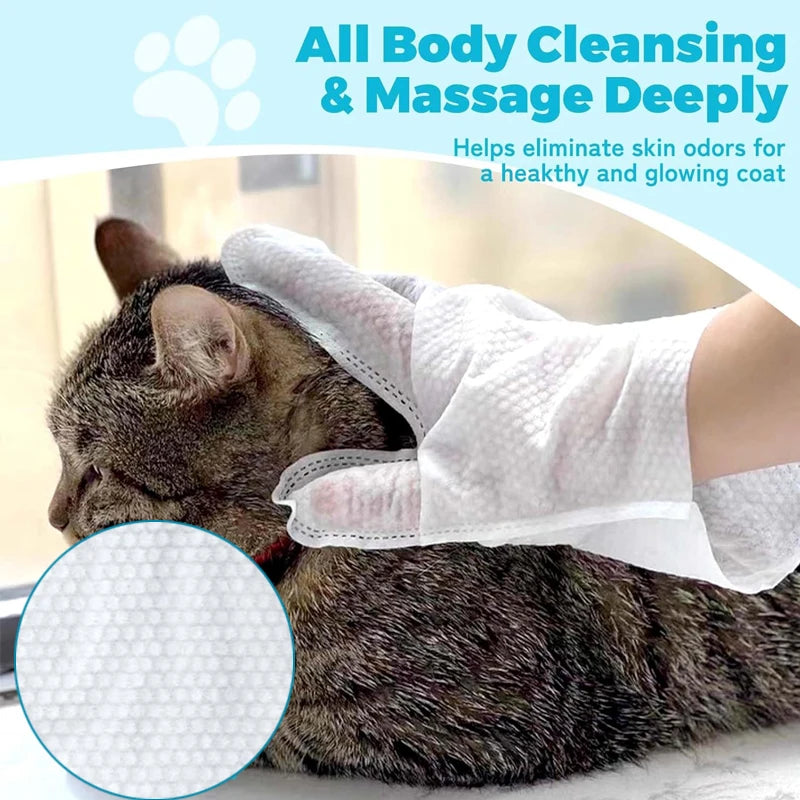 6 Pack Pet Cleaning Wipes Gloves For Dogs Cats Puppies Kittens