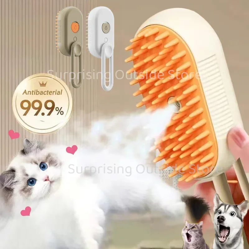 Cat Dog Pet Spray Massage Brush 3 In 1 Steam Grooming Comb