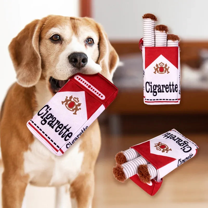Funny Interactive Plush Dog Chew Toy - Cigarette Design Pet Gift