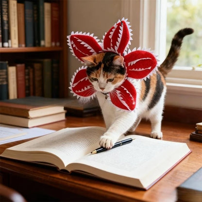 Winter Funny Cat Hat Demogorgon Scary Pet Costume Adjustable
