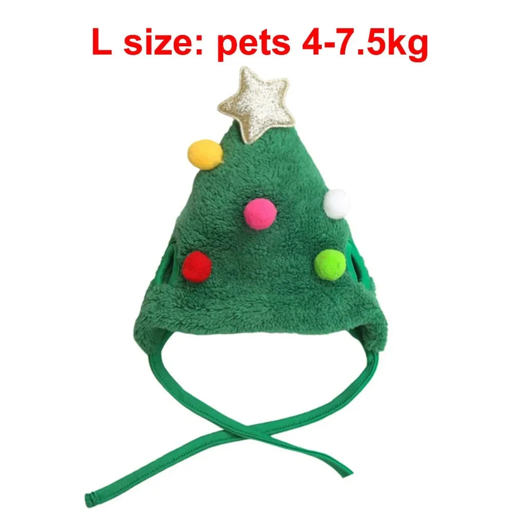 Christmas Pet Costume Santa Hat with Bandana Set for Cats Dogs