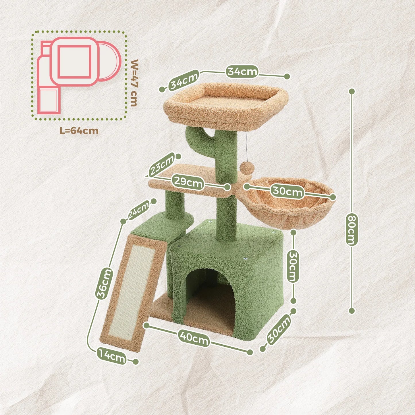 Cat Tree Tower For Indoor Cats With Scratching Posts And Hammock