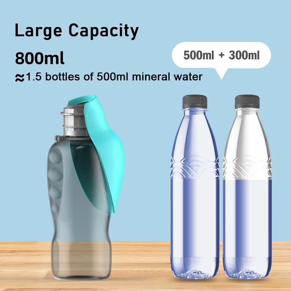 Foldable Pet Water Bottle 800ml Portable Dispenser For Dogs Cats