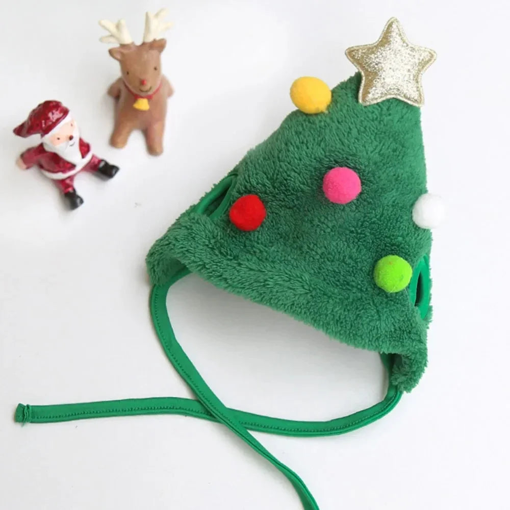 Christmas Pet Costume Santa Hat with Bandana Set for Cats Dogs