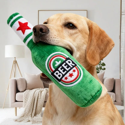 Realistic Beer Bottle Dog Toy - Squeaking Interactive Play Toy