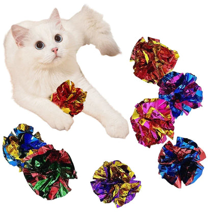 Crinkle Ball Cat Toys With Sound & Laser Reflection For Kittens