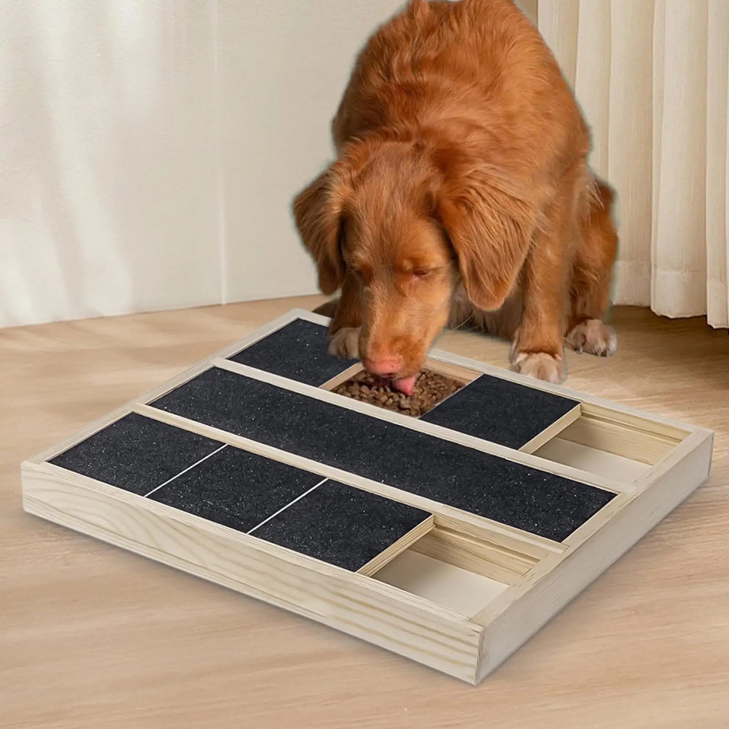 Dog Nail Scratch Board With Treat Box - Wooden Pet Grooming Tool