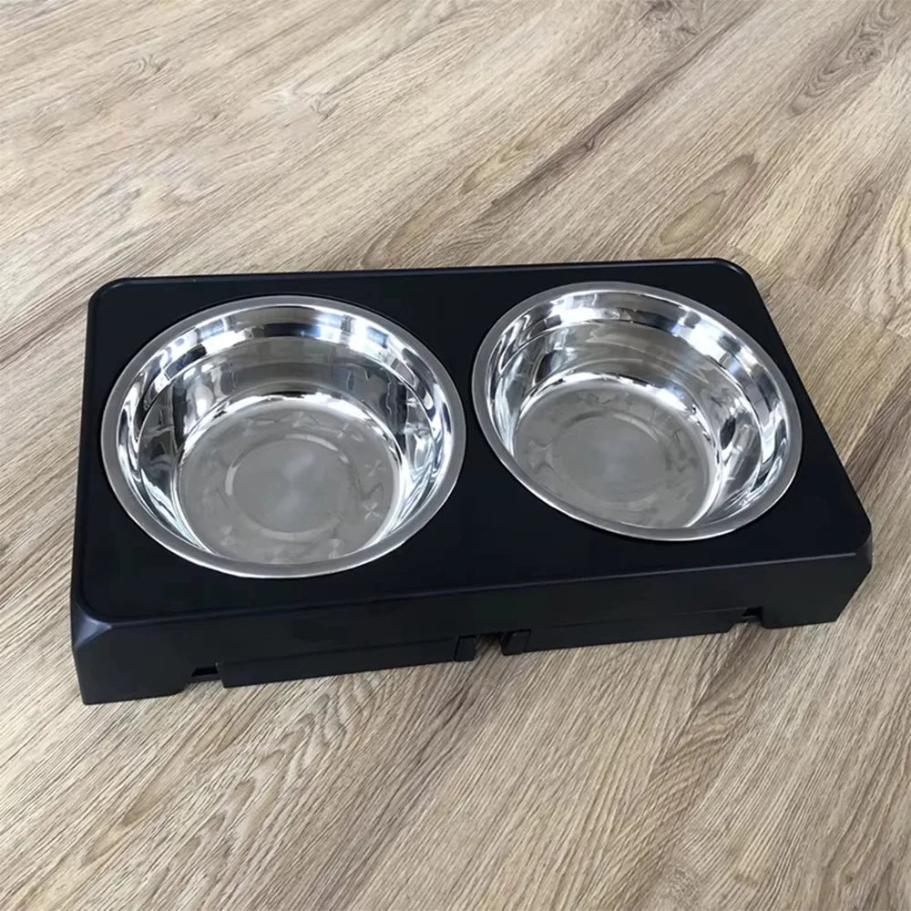 Elevated Dog Feeder With Adjustable Stand And Stainless Steel Bowls