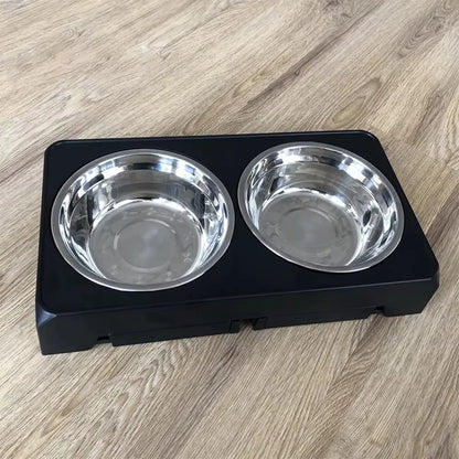 Elevated Dog Feeder With Adjustable Stand And Stainless Steel Bowls