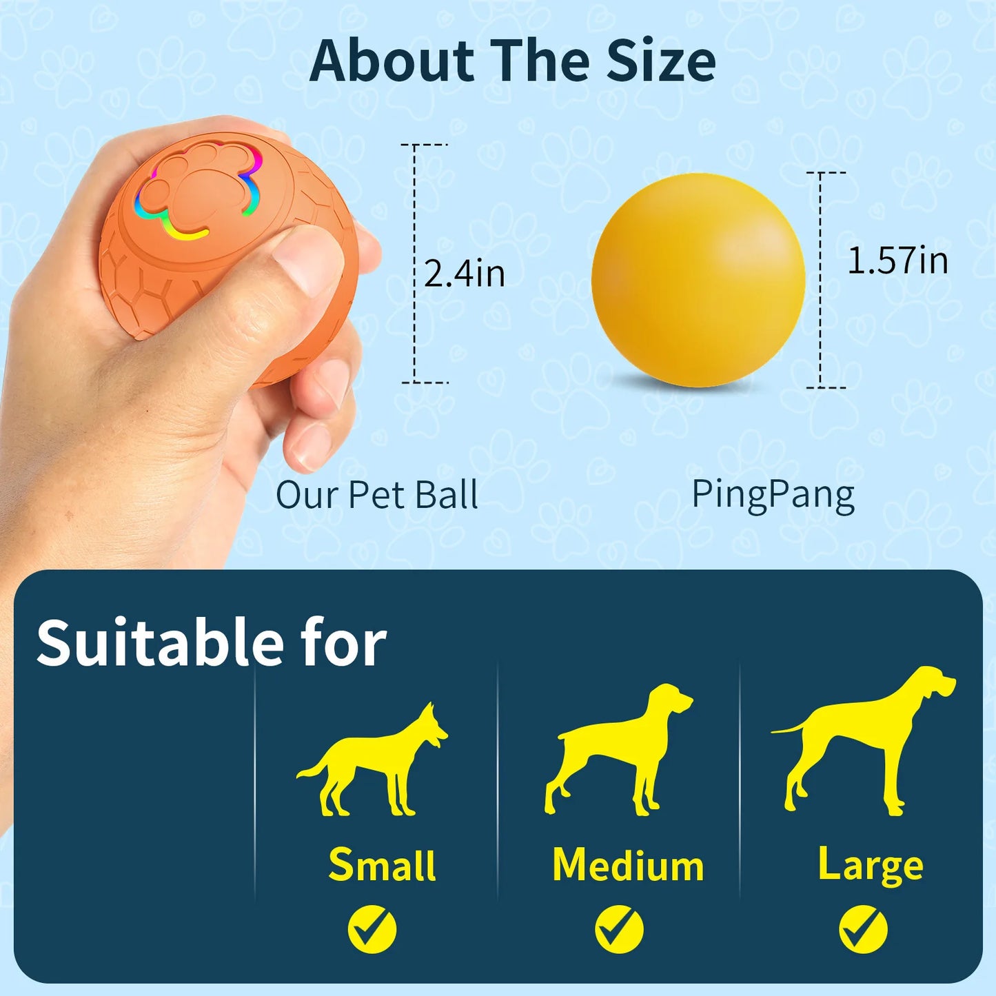 Smart Dog Toy Ball With LED Lights Interactive Pet Ball