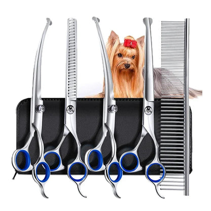 5 In 1 Professional Dog Grooming Scissors Set With Safety Tips