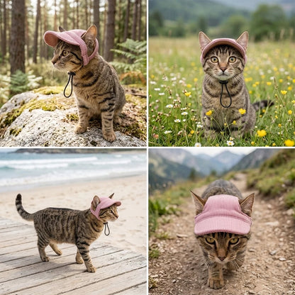 Cute Pet Hat Adjustable Breathable Cap With Ear Holes For Cats Dogs