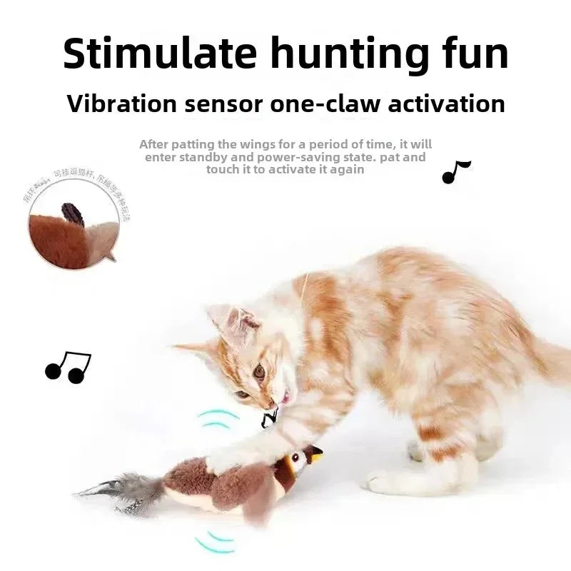 Interactive Cat Toy Rechargeable Flying Bird With Chirping Sounds