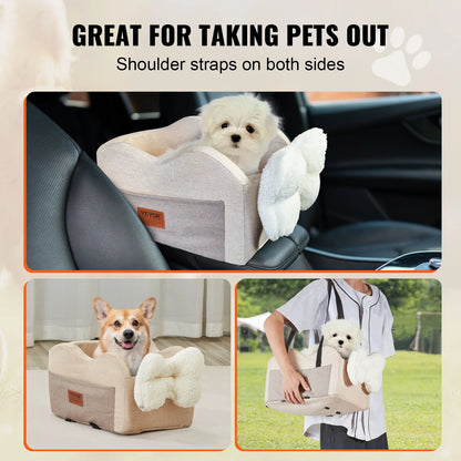 Console Dog Car Seat Center Booster With Leash For Small Dogs