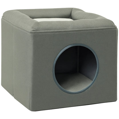 PawHut Cat Cave Two Level Cat House With Pillow And Bed