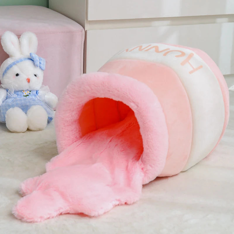 Honey Jar Cat Nest - Semi-Enclosed Warm Pet Bed for Cats & Dogs