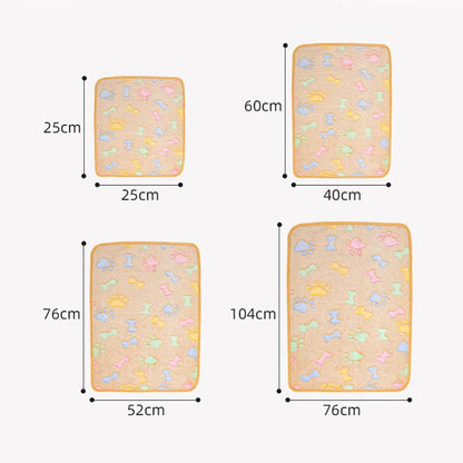 Winter Velvet Pet Blanket With Paw Pattern - Soft Warm Dog Cat Mat