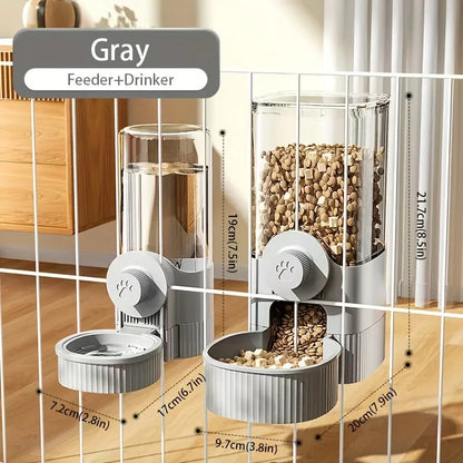 Automatic Pet Feeder Water Dispenser Set With Gravity Bowl For Cage