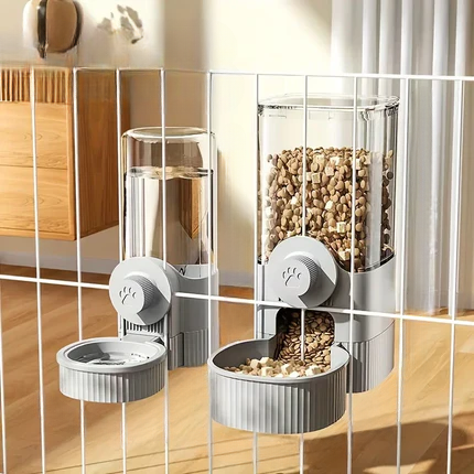 Automatic Pet Feeder Water Dispenser Set With Gravity Bowl For Cage