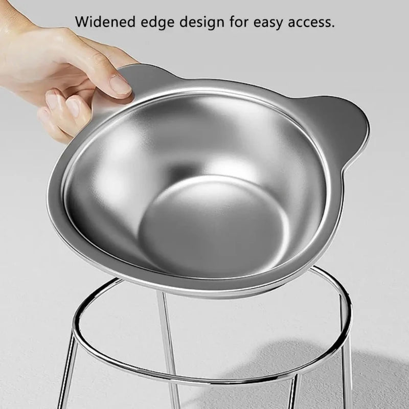 Stainless Steel Raised Cat Bowl With 15 Degree Elevated Design