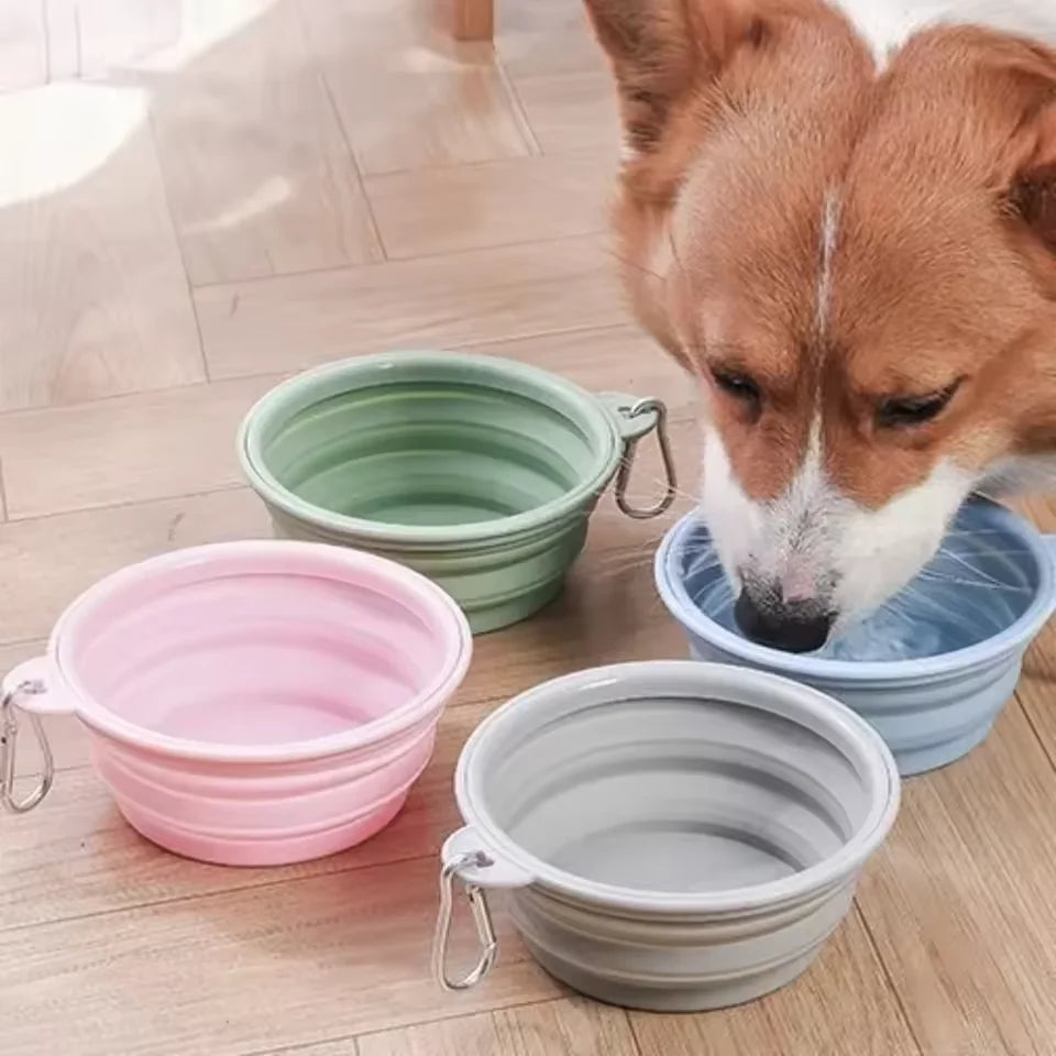Foldable Silicone Dog Bowl - Portable Pet Travel Feeding Container