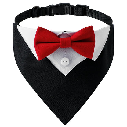 Dog Bow Tie Collar - Adjustable Formal Tuxedo Bandana for Pets
