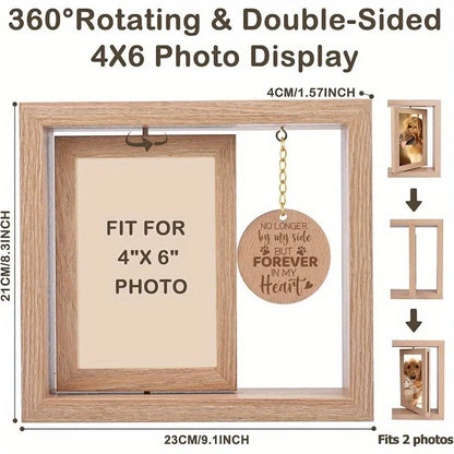 Pet Memorial Photo Frame - Rotatable Desktop Heart Pendant Dog Memorial