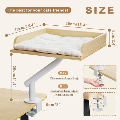 Cat Desk Bed 360° Rotatable Stand For Indoor Cats Adjustable