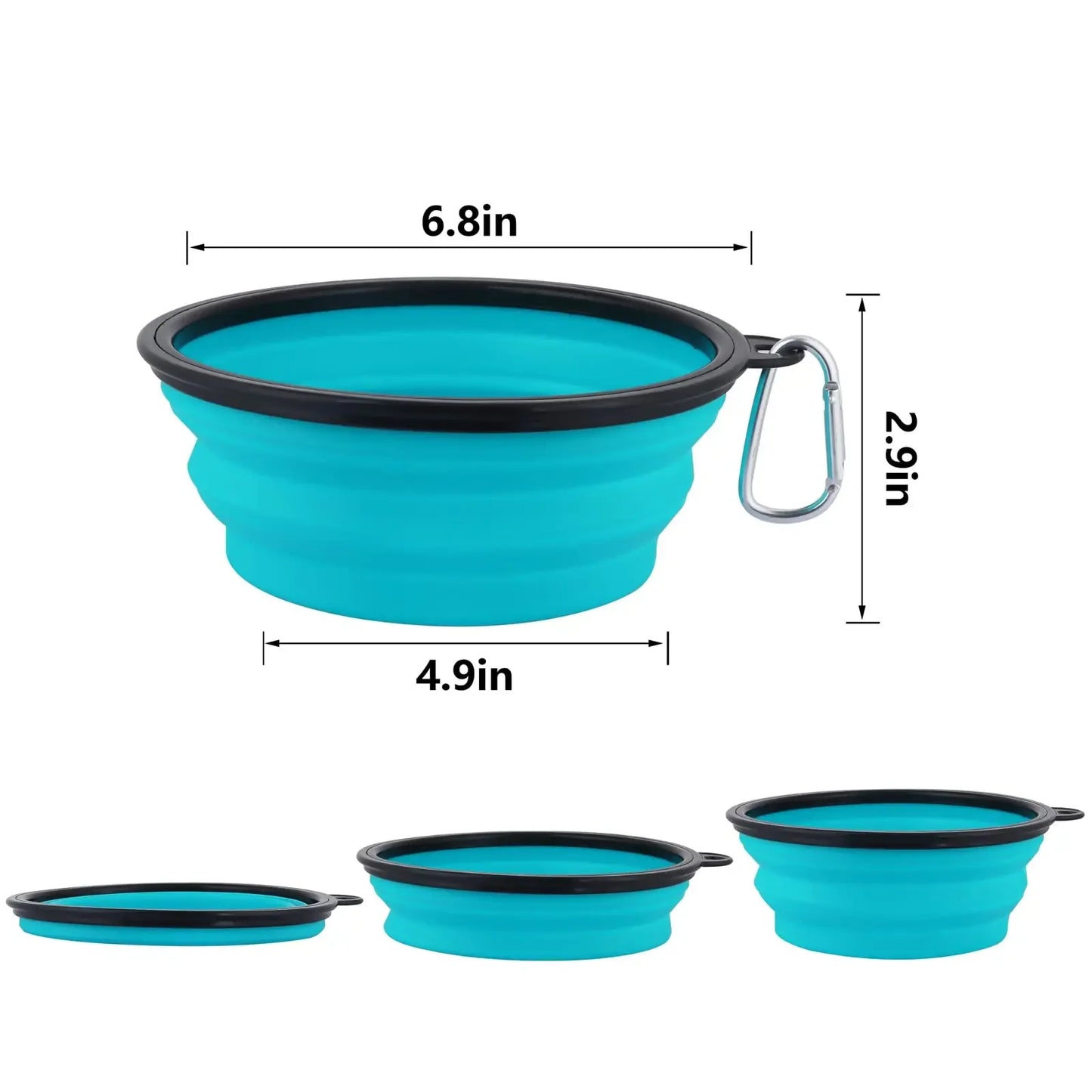 Foldable Silicone Travel Dog Bowl With Hooks For Outdoor Adventures