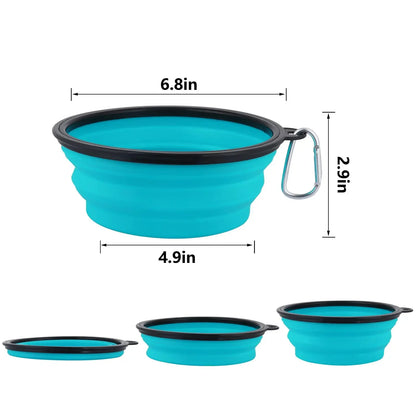 Foldable Silicone Travel Dog Bowl With Hooks For Outdoor Adventures