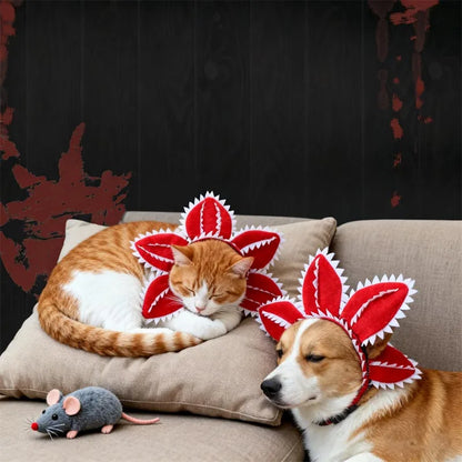 Winter Funny Cat Hat Demogorgon Scary Pet Costume Adjustable