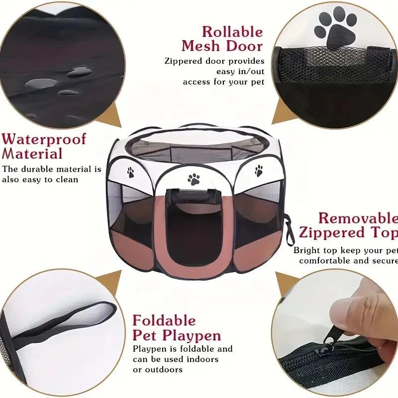 Cat Maternity Room Octagonal Pet Fence - Waterproof Foldable Tent
