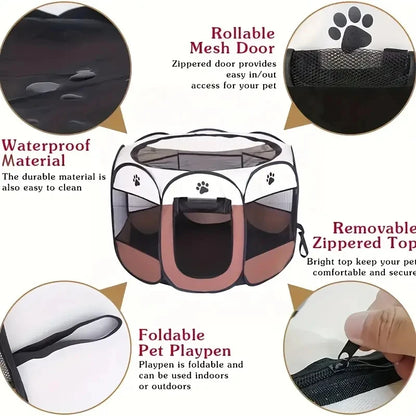 Cat Maternity Room Octagonal Pet Fence - Waterproof Foldable Tent