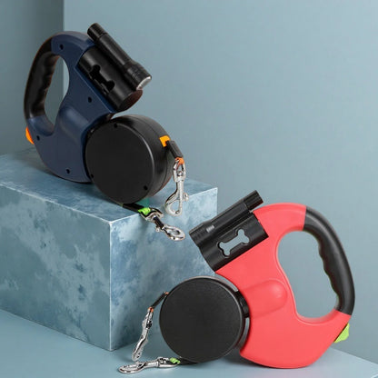 Retractable Dual Dog Leash With LED Light And 360 Swivel No Tangle