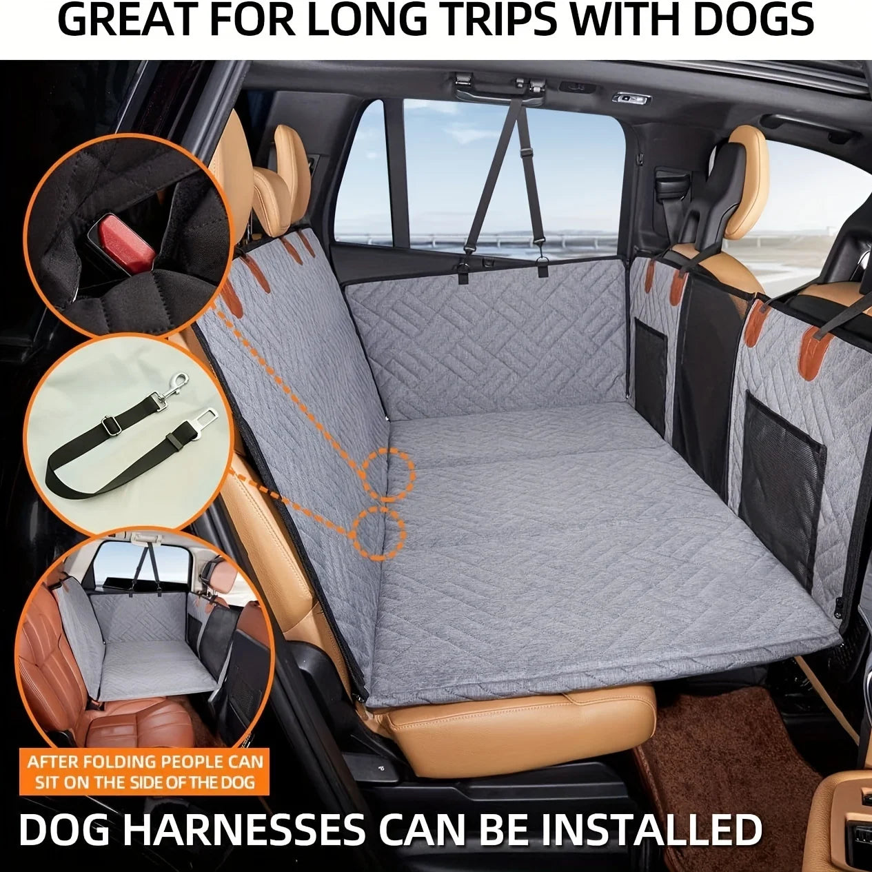 Waterproof Dog Car Seat Cover - Hammock Style Pet Back Seat Protector