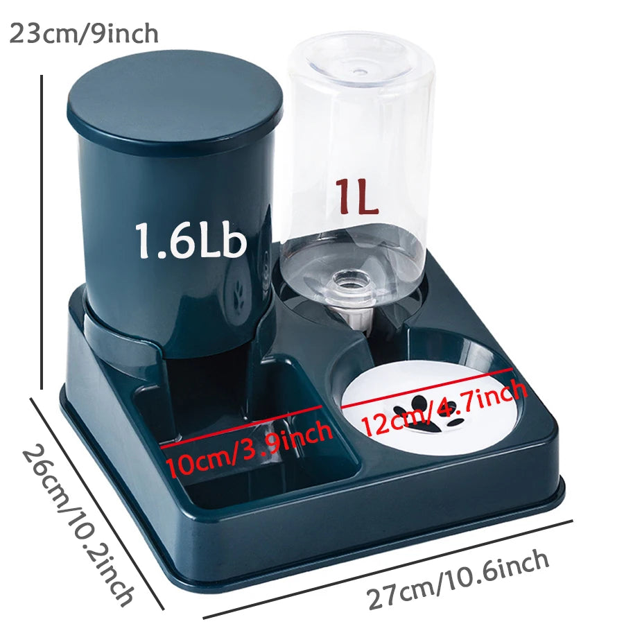 Automatic Cat Feeder Water Dispenser Set - 2 In 1 Pet Food Waterer