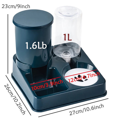 Automatic Cat Feeder Water Dispenser Set - 2 In 1 Pet Food Waterer